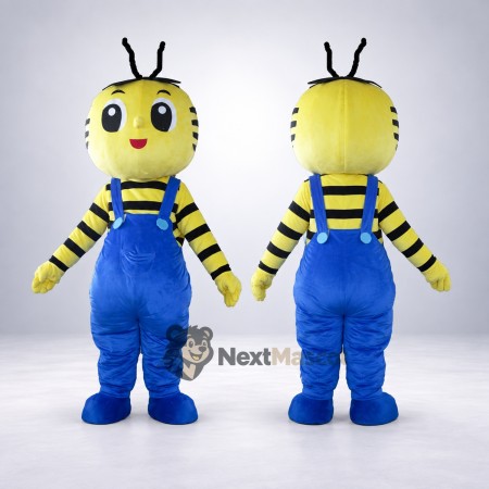 Bee Mascot Costume - Blue Overalls Bee Mascot Costume - Blue Overalls