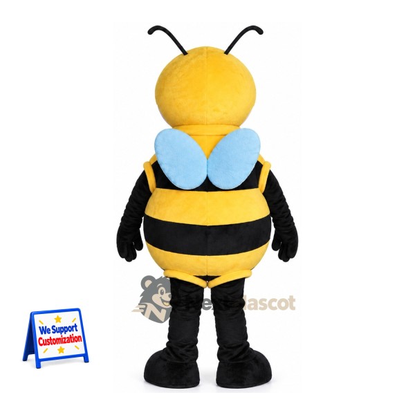 Bee Mascot Costume - Yellow, Blue Eyes and Blue Wings Bee Mascot Costume - Yellow, Blue Eyes and Blue Wings