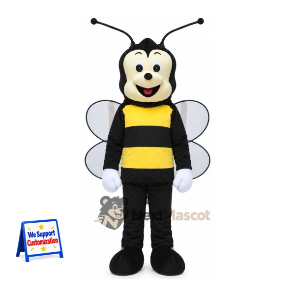 Bee Mascot Costume - Yellow, Four Clear Wings