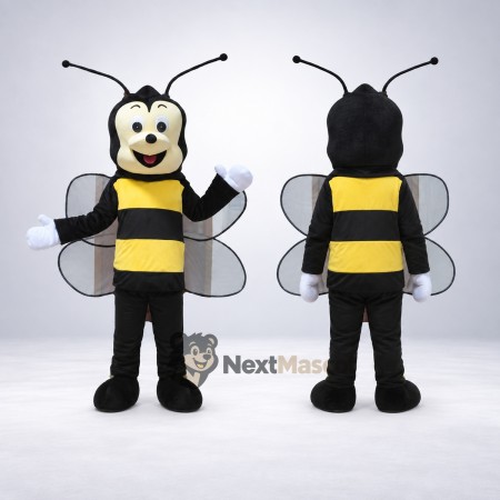 Bee Mascot Costume - Yellow, Four Clear Wings Bee Mascot Costume - Yellow, Four Clear Wings