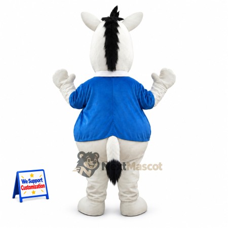 Horse Mascot Costume - White, Blue Shirt Horse Mascot Costume - White, Blue Shirt