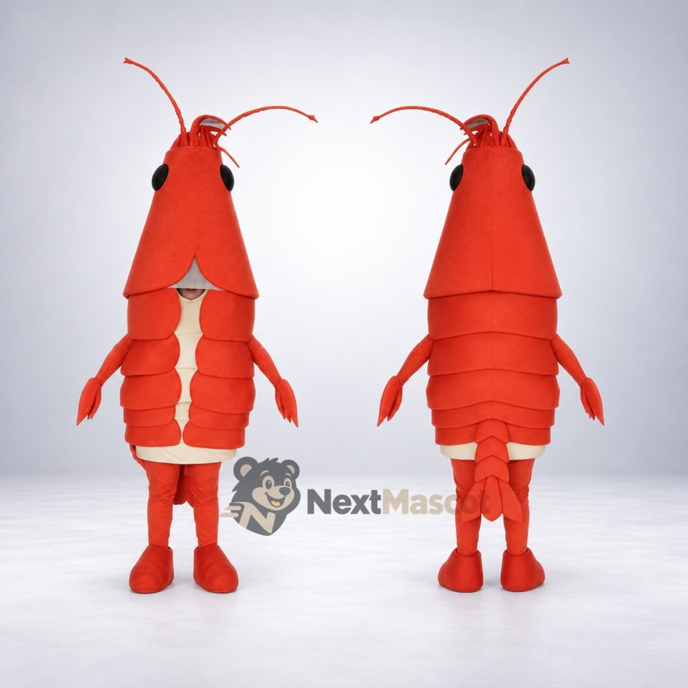Shrimp Mascot Costume - Red for Ocean Events Shrimp Mascot Costume - Red for Ocean Events