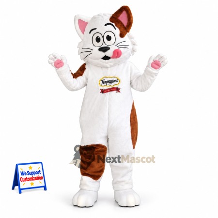 Cat Mascot Costume - White and Brown Cat Mascot Costume - White and Brown