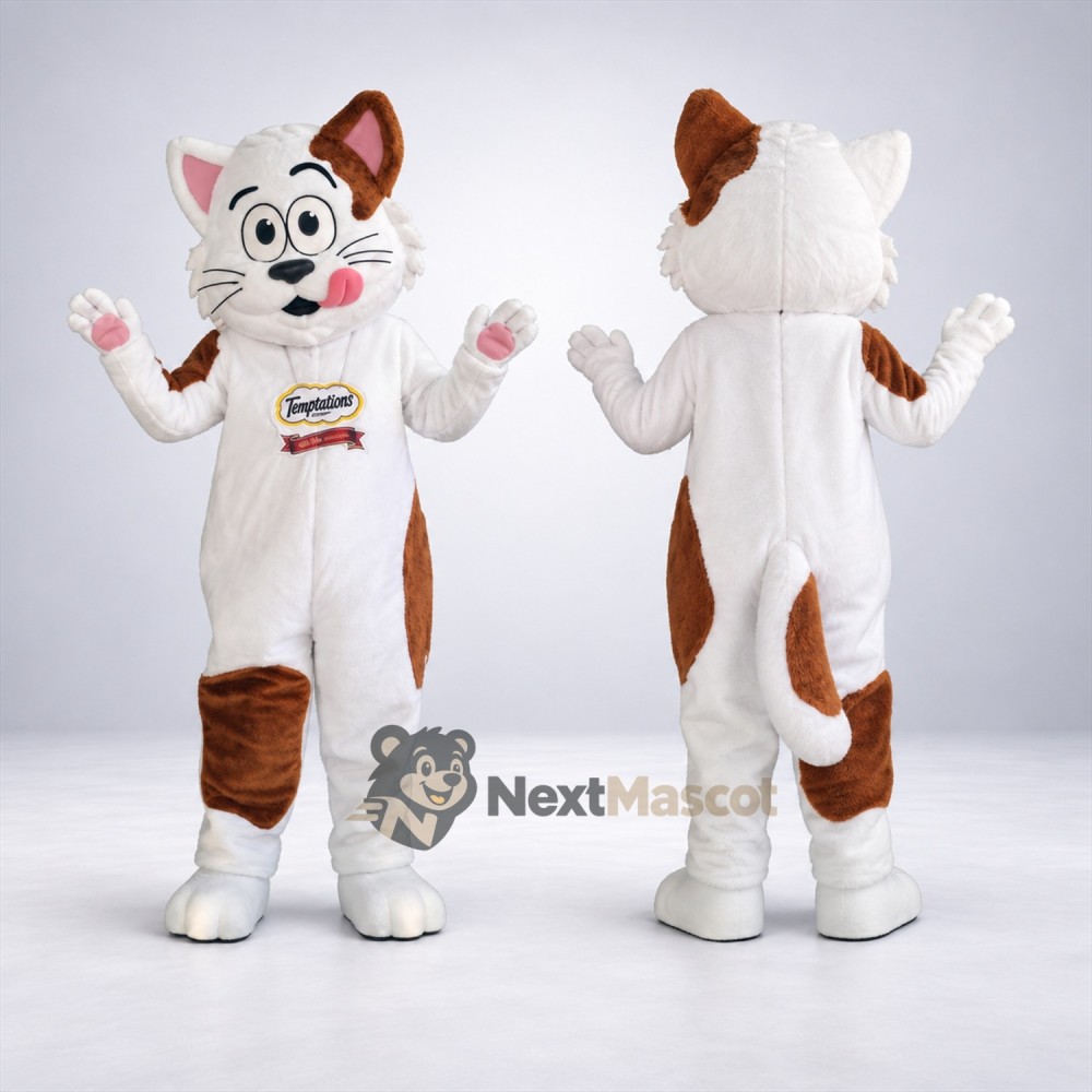 Cat Mascot Costume - White and Brown Cat Mascot Costume - White and Brown