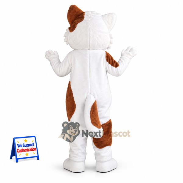 Cat Mascot Costume - White and Brown Cat Mascot Costume - White and Brown