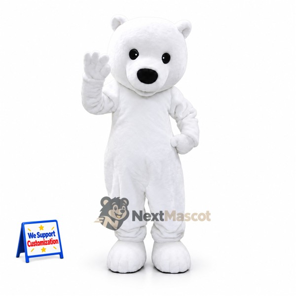 Bear Mascot Costume - White for Promotions
