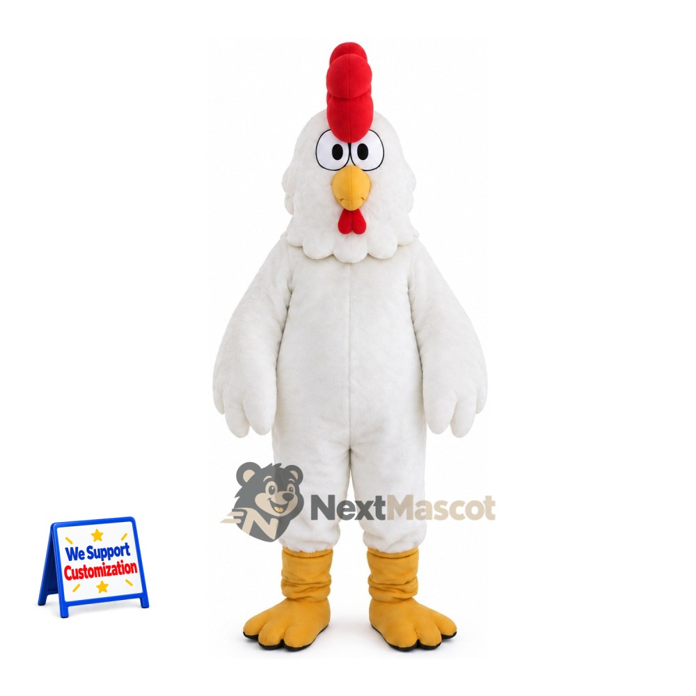 Rooster Mascot Costume - White for Grand Openings Rooster Mascot Costume - White for Grand Openings