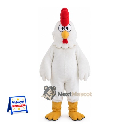 Rooster Mascot Costume - White for Grand Openings Rooster Mascot Costume - White for Grand Openings