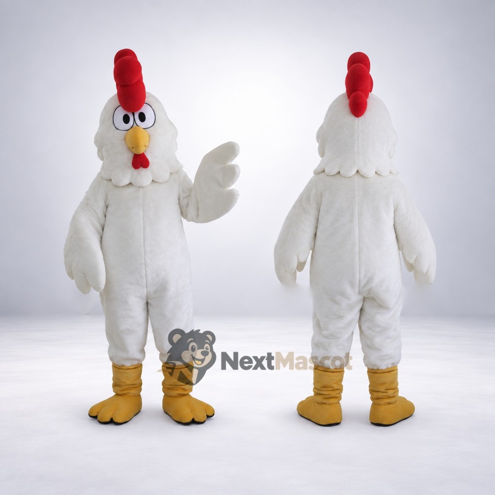Rooster Mascot Costume - White for Grand Openings Rooster Mascot Costume - White for Grand Openings