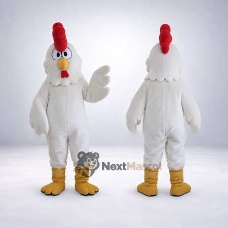 Rooster Mascot Costume - White for Grand Openings Rooster Mascot Costume - White for Grand Openings