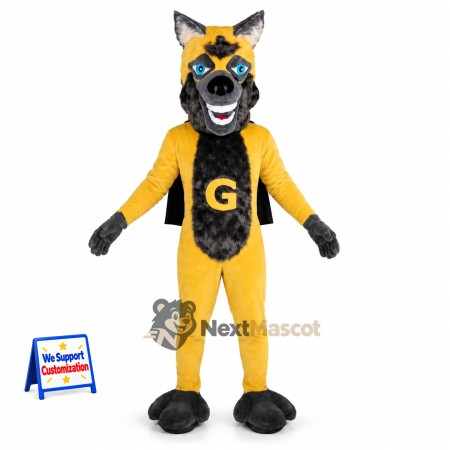 Wolf Mascot Costume - Yellow Jacket Wolf Mascot Costume - Yellow Jacket