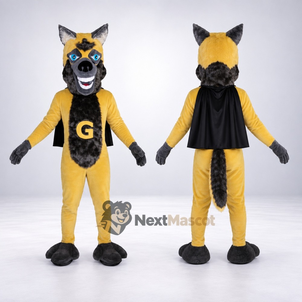 Wolf Mascot Costume - Yellow Jacket Wolf Mascot Costume - Yellow Jacket