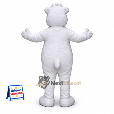 Bear Mascot Costume - White, Blue Chest Emblem Bear Mascot Costume - White, Blue Chest Emblem