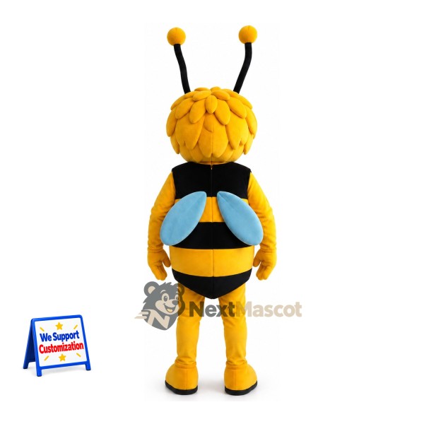 Bee Mascot Costume - Yellow, Blue Wings and Petal-Shaped Hair Bee Mascot Costume - Yellow, Blue Wings and Petal-Shaped Hair