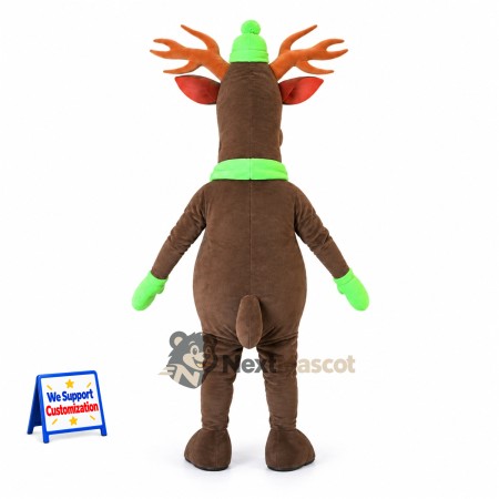 Reindeer Mascot Costume - Green Scarf Reindeer Mascot Costume - Green Scarf
