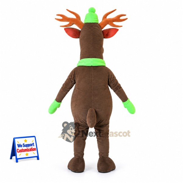 Reindeer Mascot Costume - Green Scarf