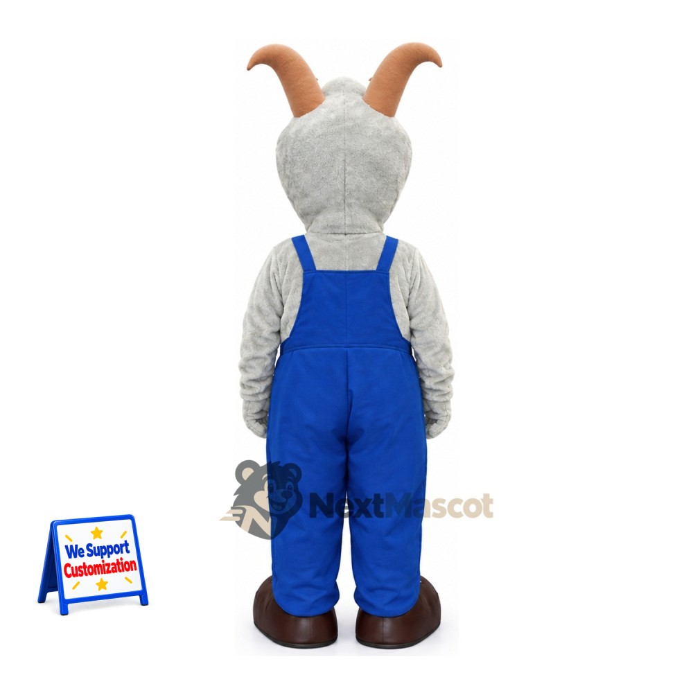 Goat Mascot Costume - Blue Overalls Goat Mascot Costume - Blue Overalls