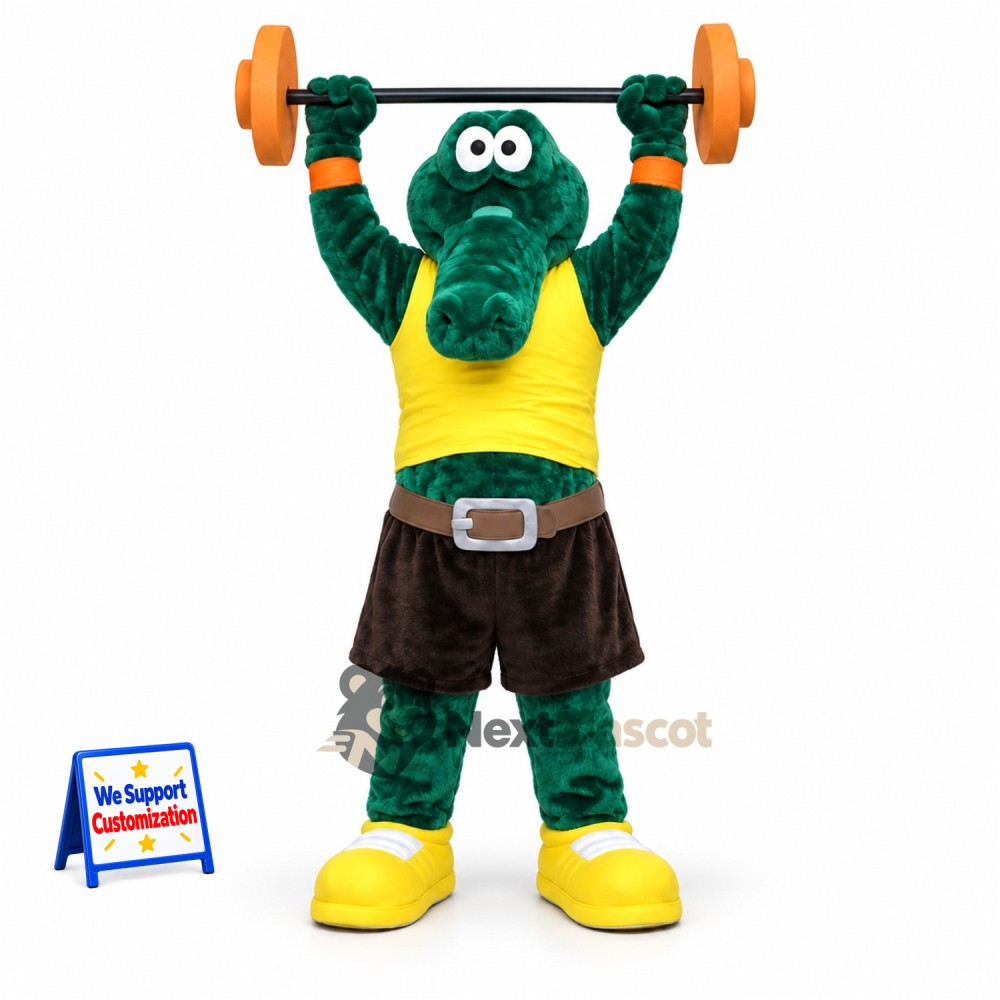 Crocodile Mascot Costume - Weightlifting Style Crocodile Mascot Costume - Weightlifting Style