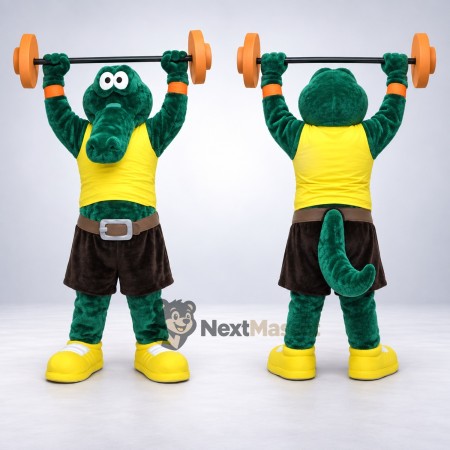 Crocodile Mascot Costume - Weightlifting Style Crocodile Mascot Costume - Weightlifting Style