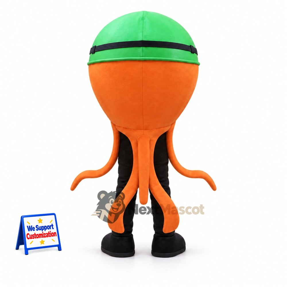 Octopus Mascot Costume - Orange, Green Swim Cap Octopus Mascot Costume - Orange, Green Swim Cap