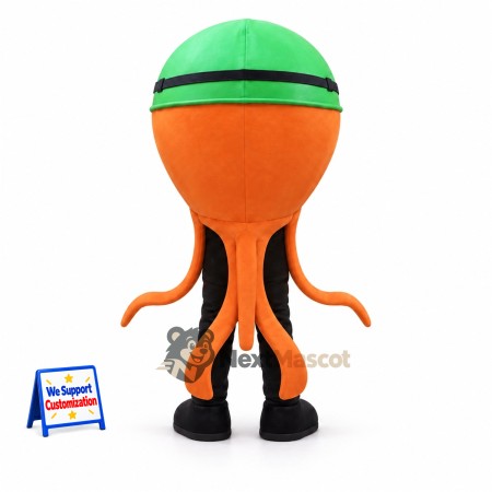 Octopus Mascot Costume - Orange, Green Swim Cap Octopus Mascot Costume - Orange, Green Swim Cap