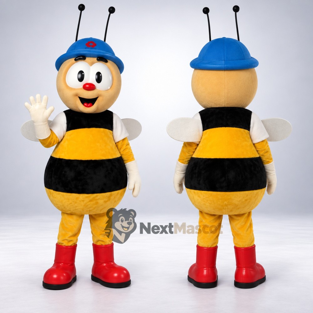 Bee Mascot Costume - Blue Cap Bee Mascot Costume - Blue Cap