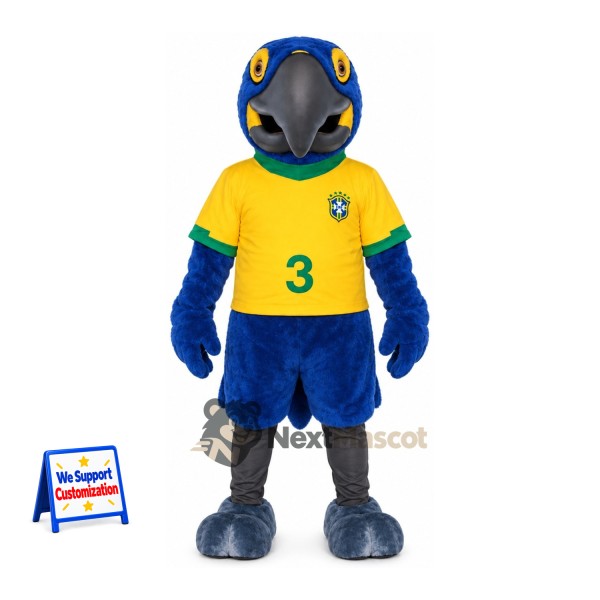 Parrot Mascot Costume - Blue, Yellow Shirt