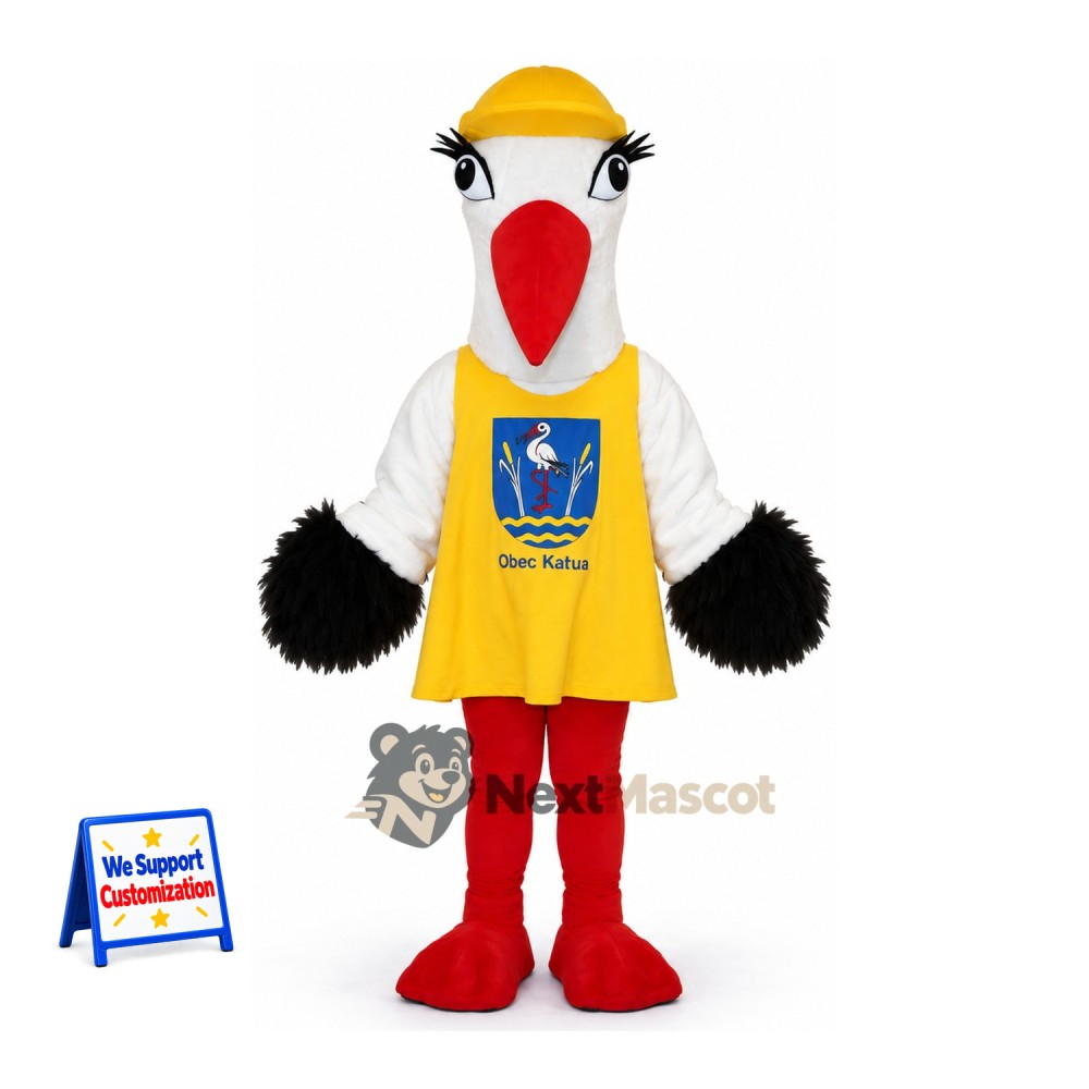 Stork Mascot Costume - Yellow Uniform Stork Mascot Costume - Yellow Uniform
