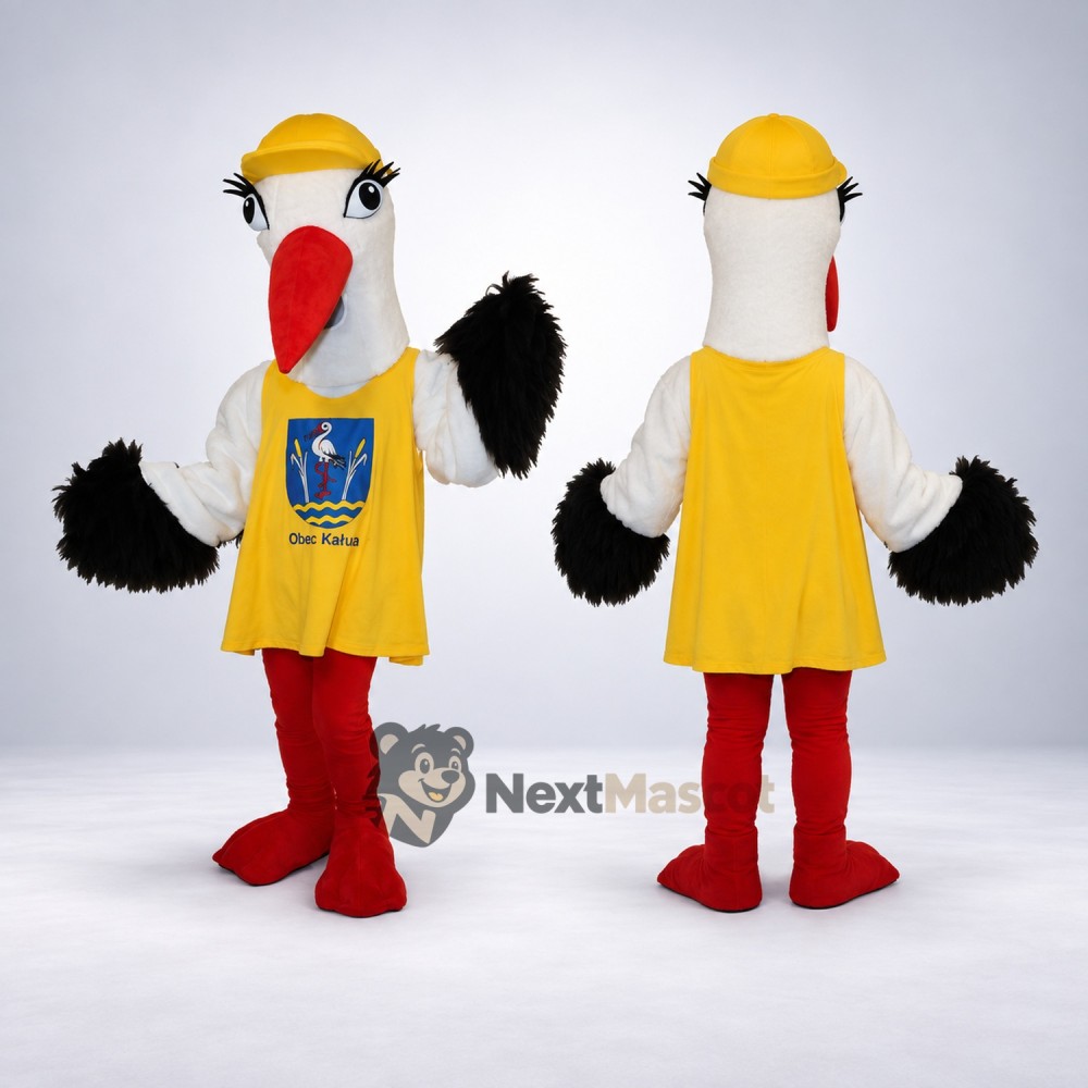 Stork Mascot Costume - Yellow Uniform Stork Mascot Costume - Yellow Uniform