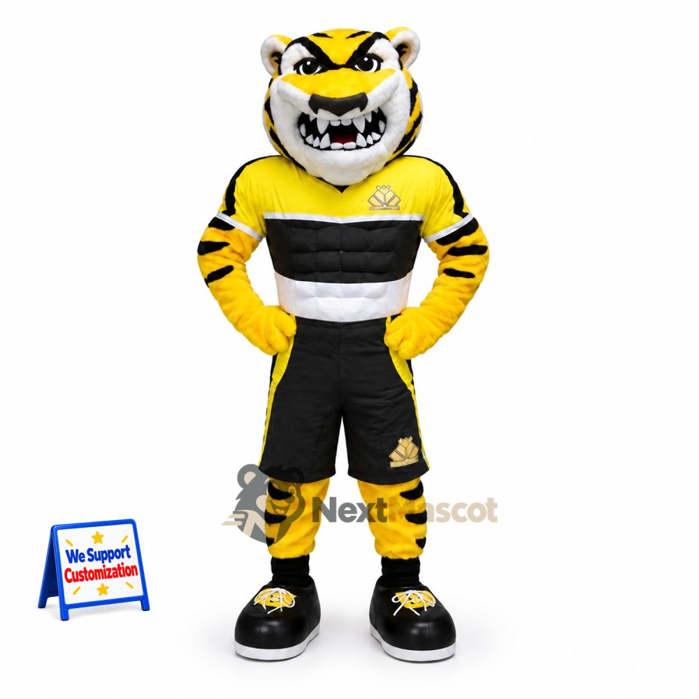 Tiger Mascot Costume - Black Uniform for Community Events Tiger Mascot Costume - Black Uniform for Community Events