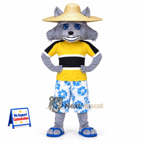 Wolf Mascot Costume - Gray, Beach Outfit