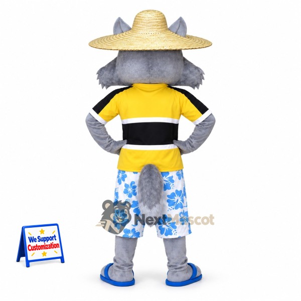 Wolf Mascot Costume - Gray, Beach Outfit