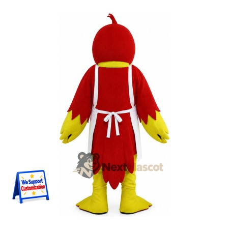 Parrot Mascot Costume - Red, Floral Apron Parrot Mascot Costume - Red, Floral Apron