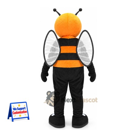 Bee Mascot Costume - Orange, Large White Wings Bee Mascot Costume - Orange, Large White Wings