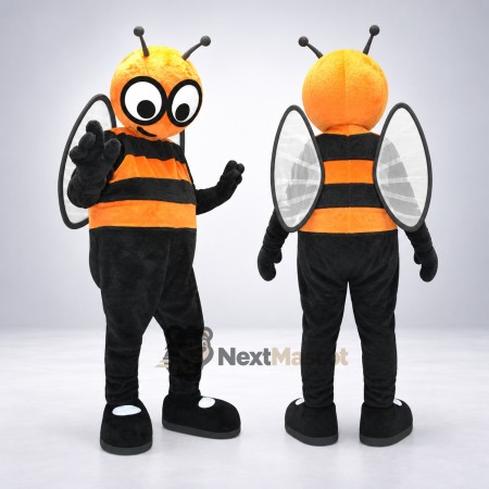 Bee Mascot Costume - Orange, Large White Wings Bee Mascot Costume - Orange, Large White Wings