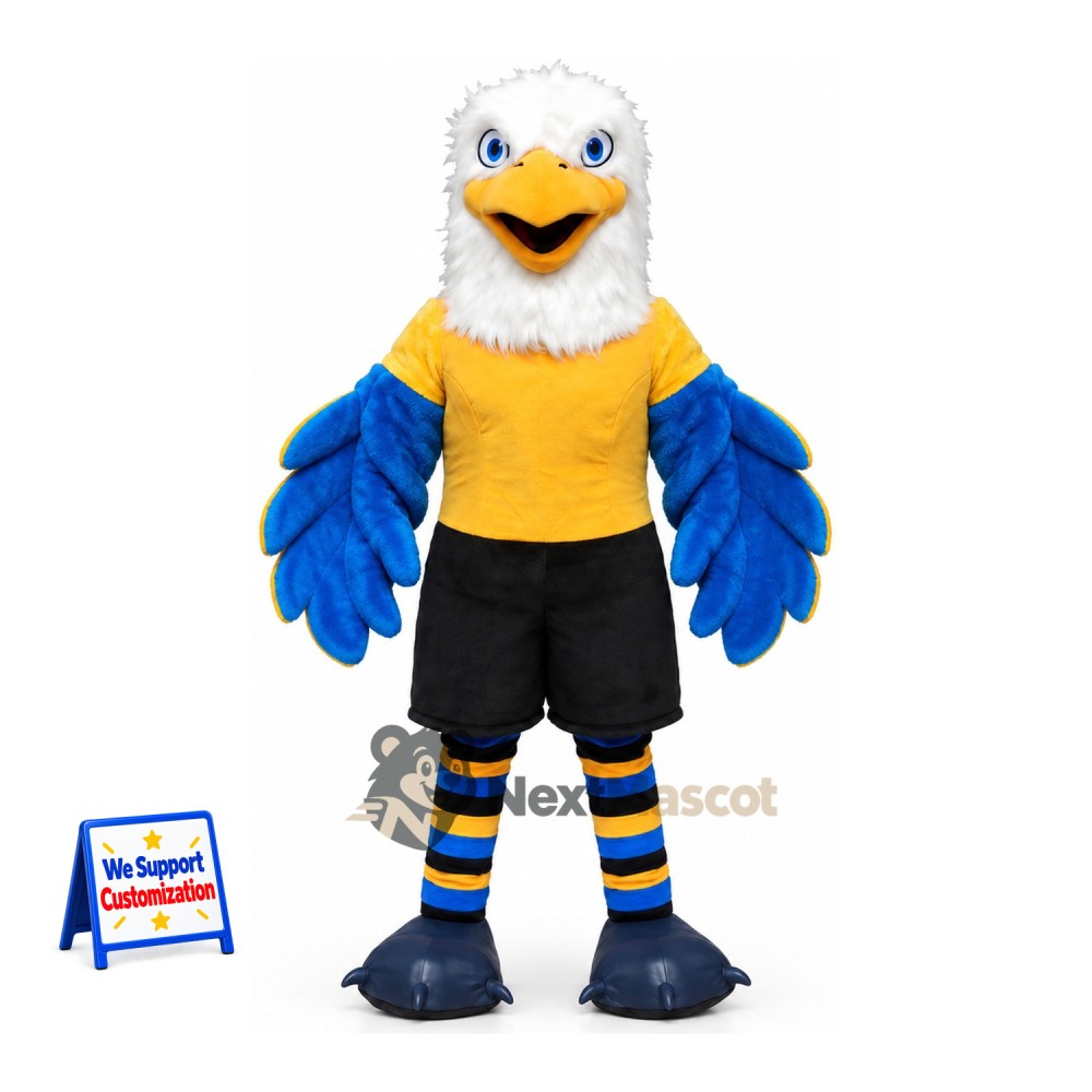 Eagle Mascot Costume - Blue, Yellow Shirt Eagle Mascot Costume - Blue, Yellow Shirt