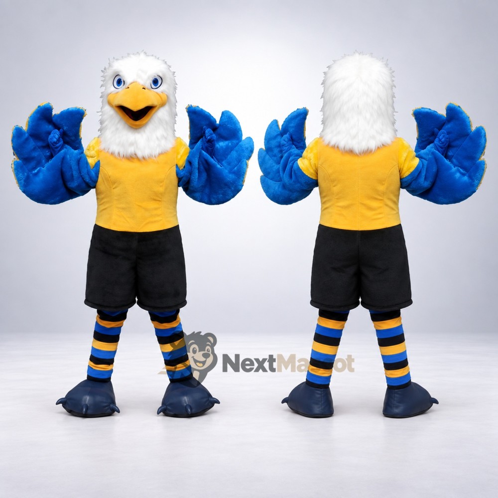 Eagle Mascot Costume - Blue, Yellow Shirt Eagle Mascot Costume - Blue, Yellow Shirt