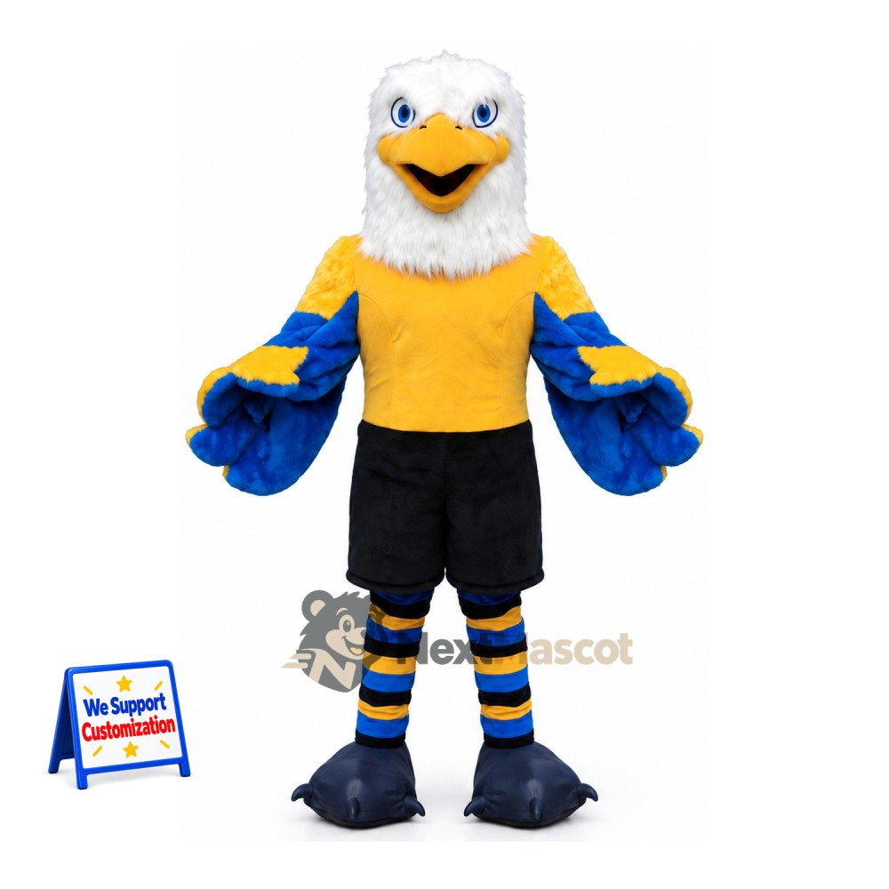 Eagle Mascot Costume - Blue, Yellow Shirt for School Events Eagle Mascot Costume - Blue, Yellow Shirt for School Events