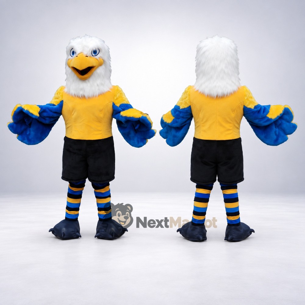 Eagle Mascot Costume - Blue, Yellow Shirt for School Events Eagle Mascot Costume - Blue, Yellow Shirt for School Events