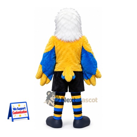 Eagle Mascot Costume - Blue, Yellow Shirt for Community Events Eagle Mascot Costume - Blue, Yellow Shirt for Community Events