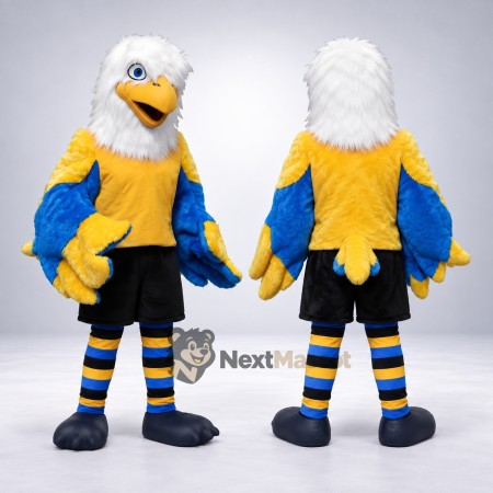 Eagle Mascot Costume - Blue, Yellow Shirt for Community Events Eagle Mascot Costume - Blue, Yellow Shirt for Community Events