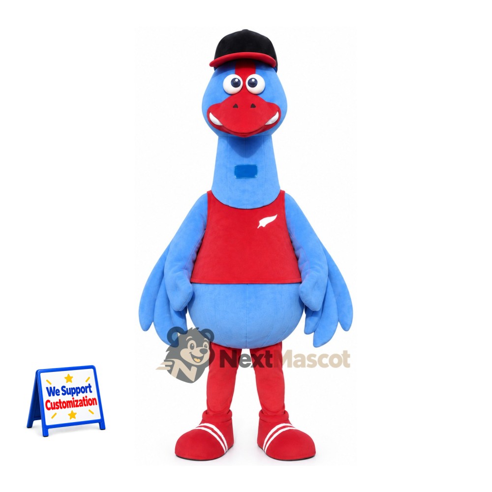 Goose Mascot Costume - Blue, Red Shirt Goose Mascot Costume - Blue, Red Shirt