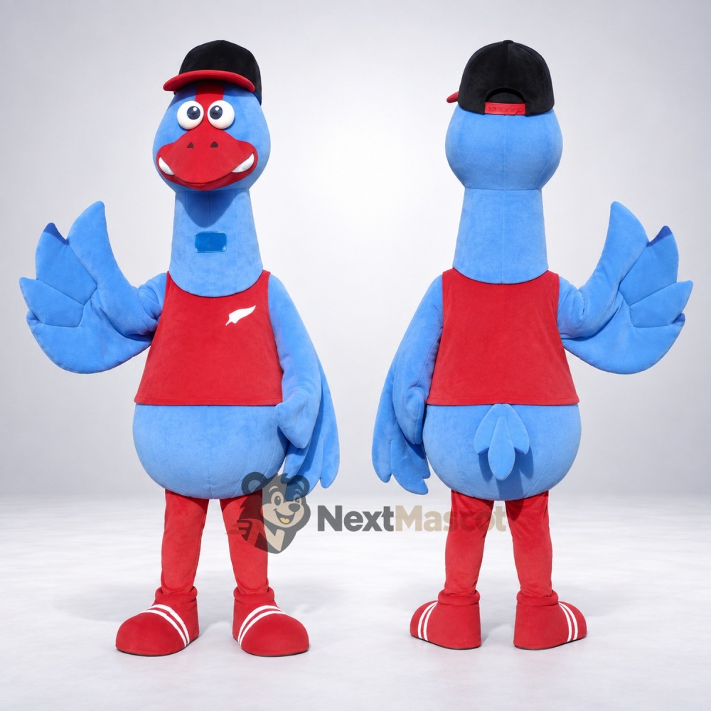 Goose Mascot Costume - Blue, Red Shirt Goose Mascot Costume - Blue, Red Shirt