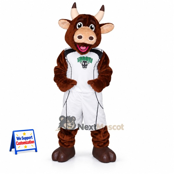 Bull Mascot Costume - White Uniform for Community Events