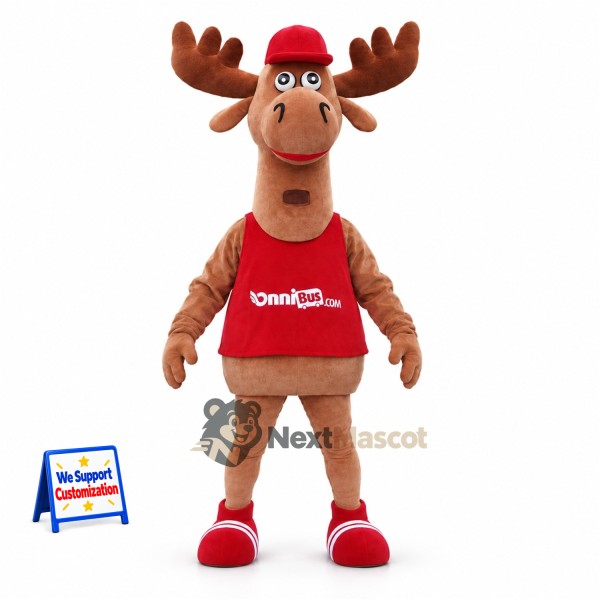 Moose Mascot Costume - Red Shirt for School Events