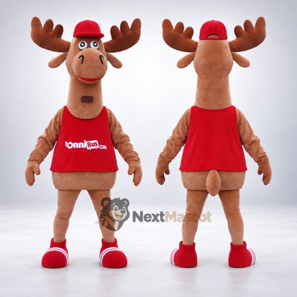 Moose Mascot Costume - Red Shirt for School Events Moose Mascot Costume - Red Shirt for School Events
