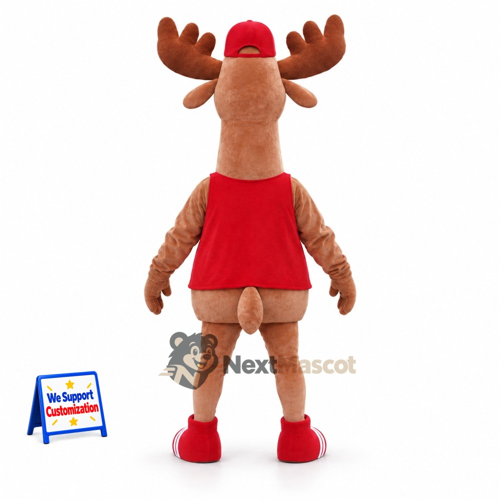 Moose Mascot Costume - Red Shirt for School Events Moose Mascot Costume - Red Shirt for School Events