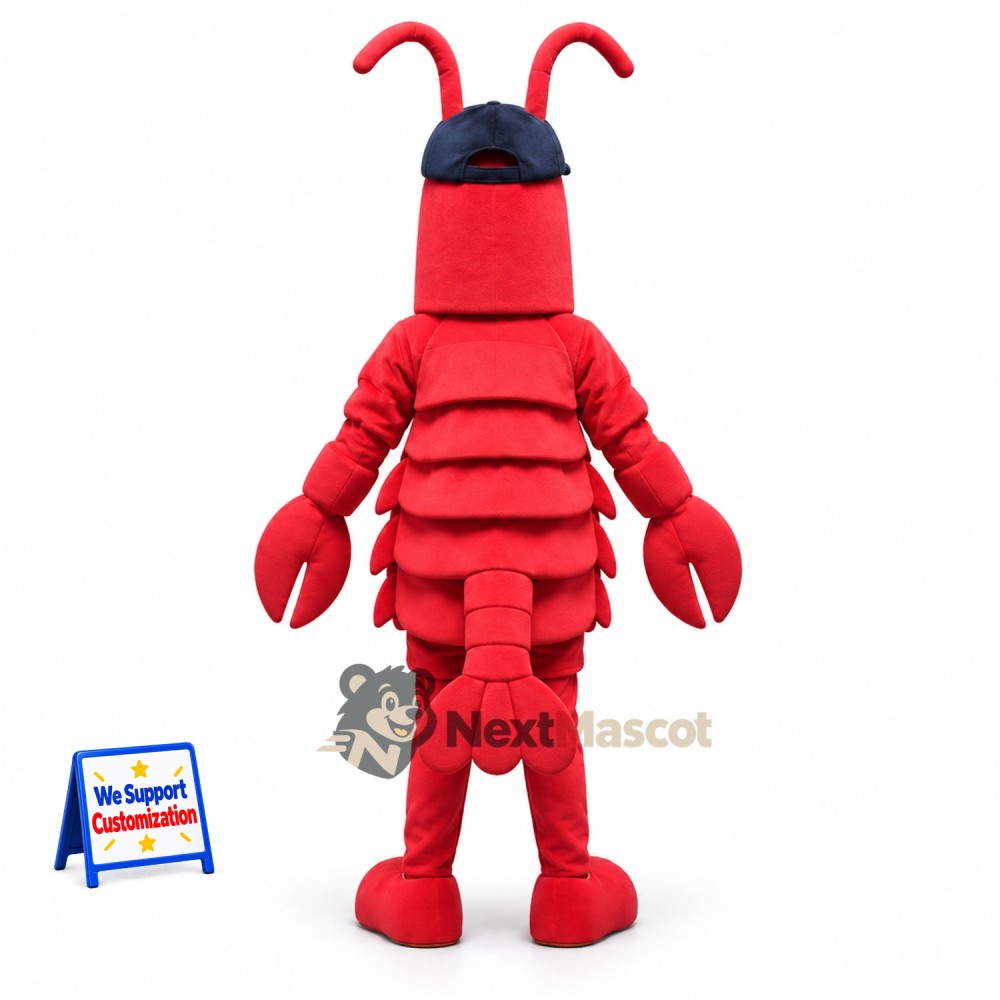 Lobster Mascot Costume - Red, Blue Cap Lobster Mascot Costume - Red, Blue Cap