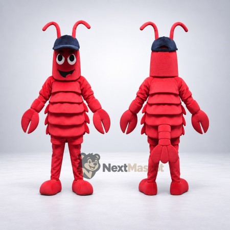 Lobster Mascot Costume - Red, Blue Cap Lobster Mascot Costume - Red, Blue Cap
