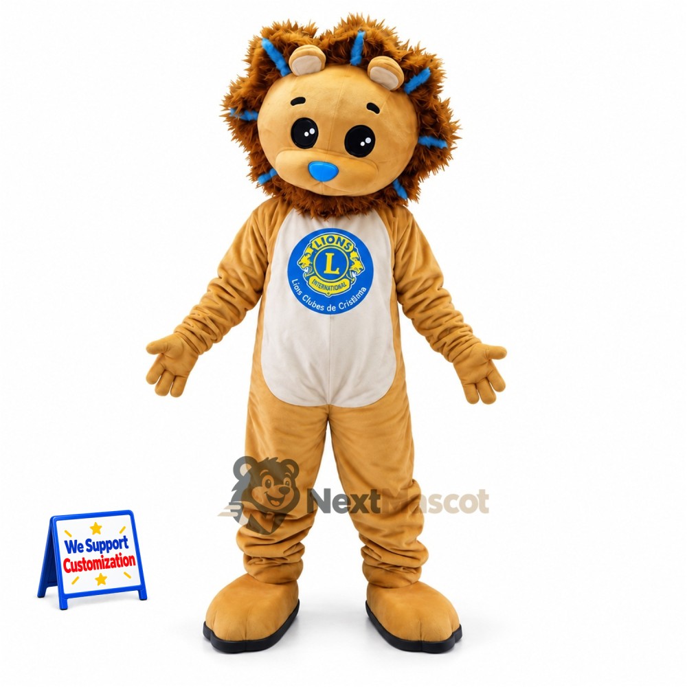 Lion Mascot Costume - Blue Mane Highlights Lion Mascot Costume - Blue Mane Highlights
